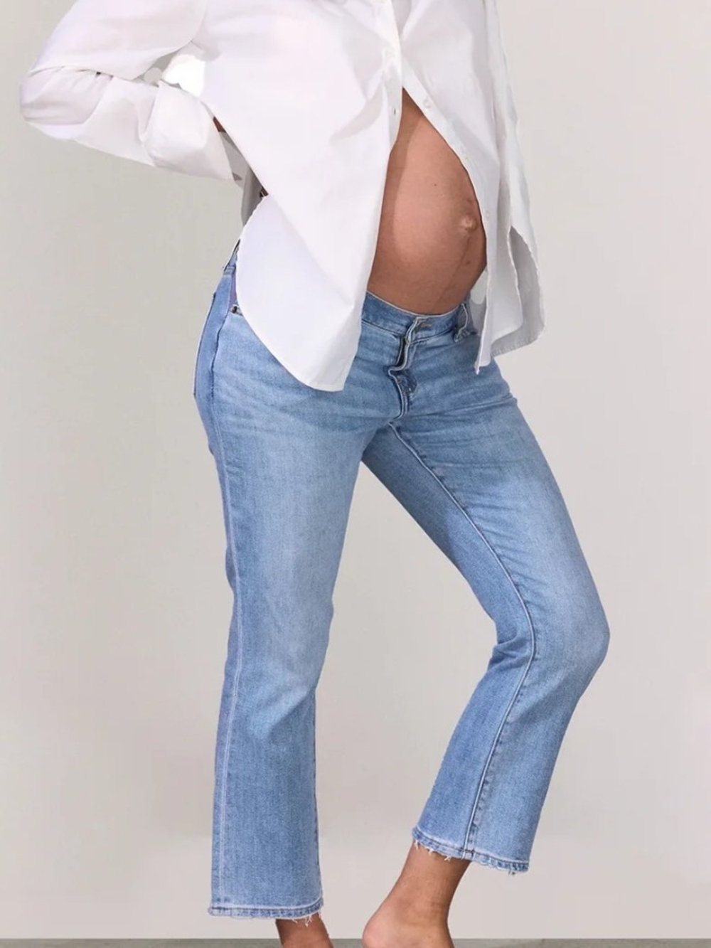 Hatch Light Blue Cropped Maternity Jeans